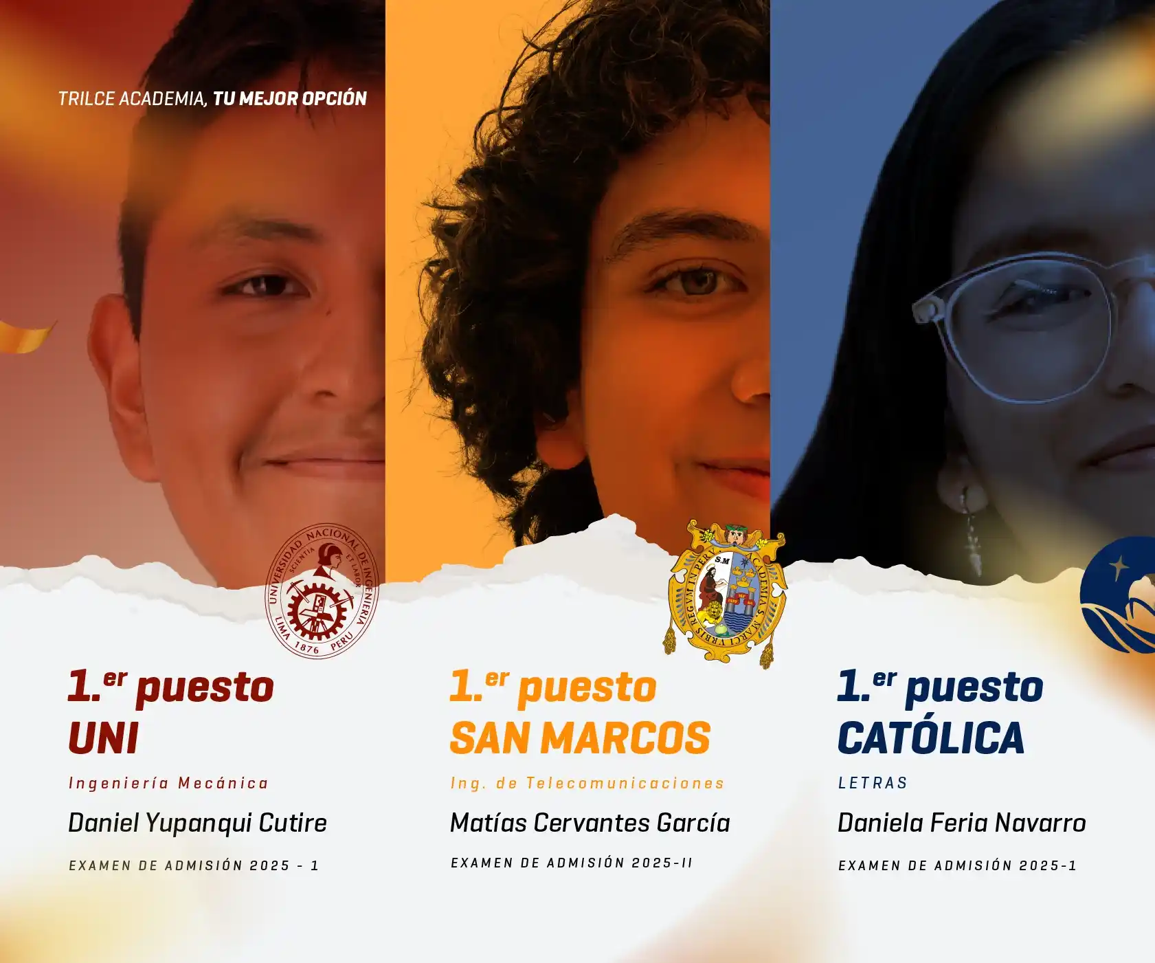 PRIMEROS PUESTOS - TRILCE - ACADEMIA PRE UNIVERSITARIA