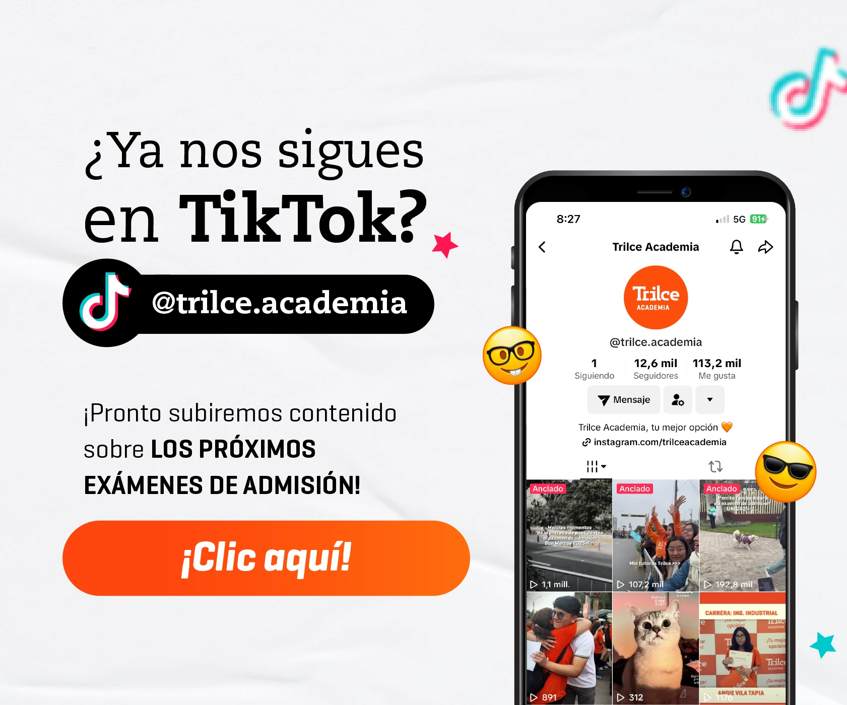 Síguenos TikTok Trilce - Trilce academia 2025